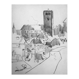 Kütt, Alleks (1921 - 1971). View of St. Nicholas Church from Toopea. (1950s)