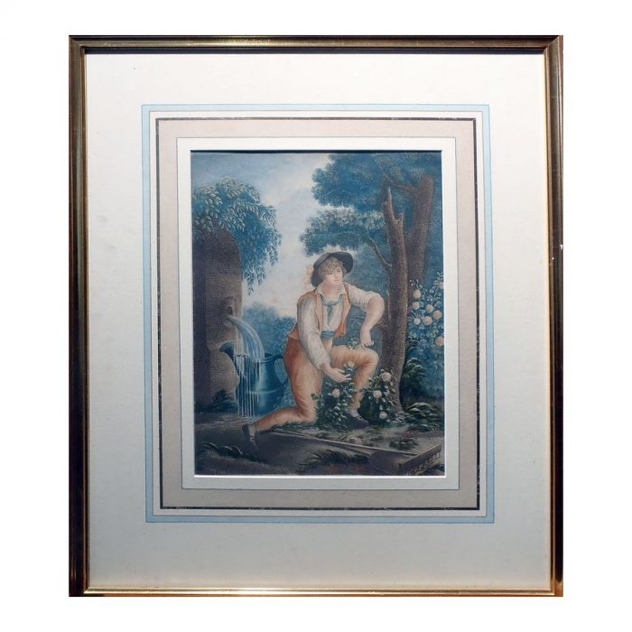 The unknown French engraving 19th century. Gardener. (ap. 1820) — изображение 2