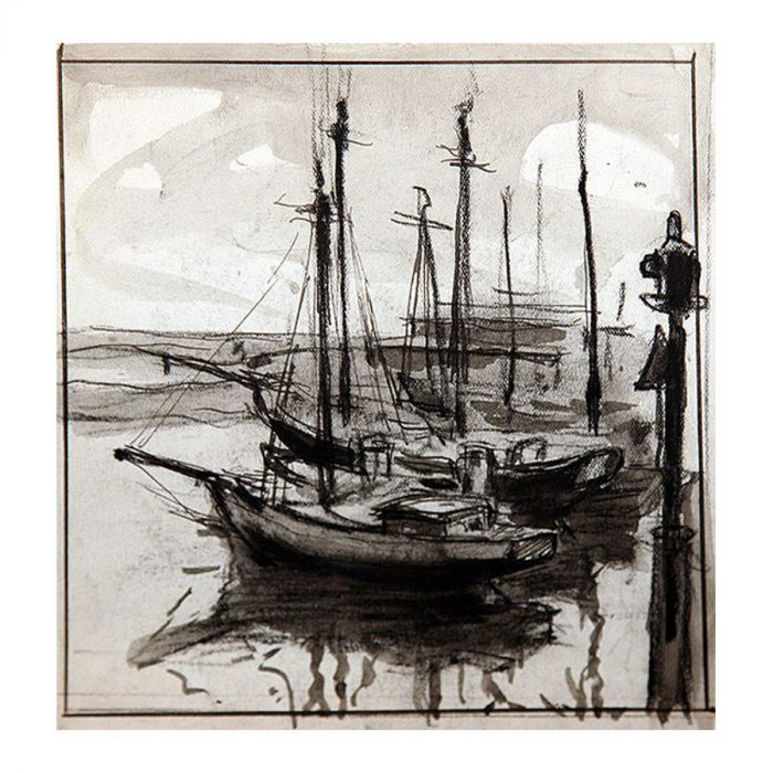 Loik, Valerian (1904 – 1986). Sailing Boats in the Harbor. (1940s) Loik, Valerian (1904 – 1986). Sailing Boats in the Harbor. (1940s)