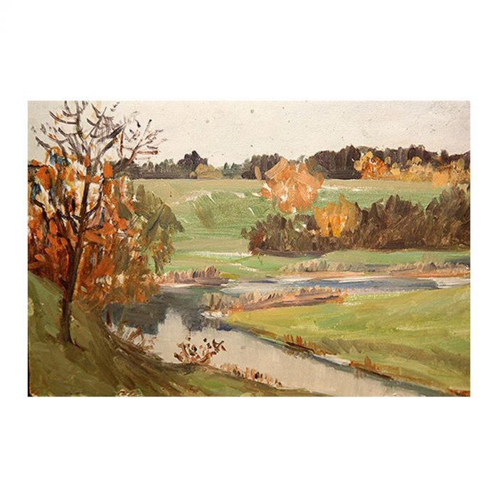 Kutsar, Eduard (1902 – 1970). Autumn Landscape with a River. (1950 s)