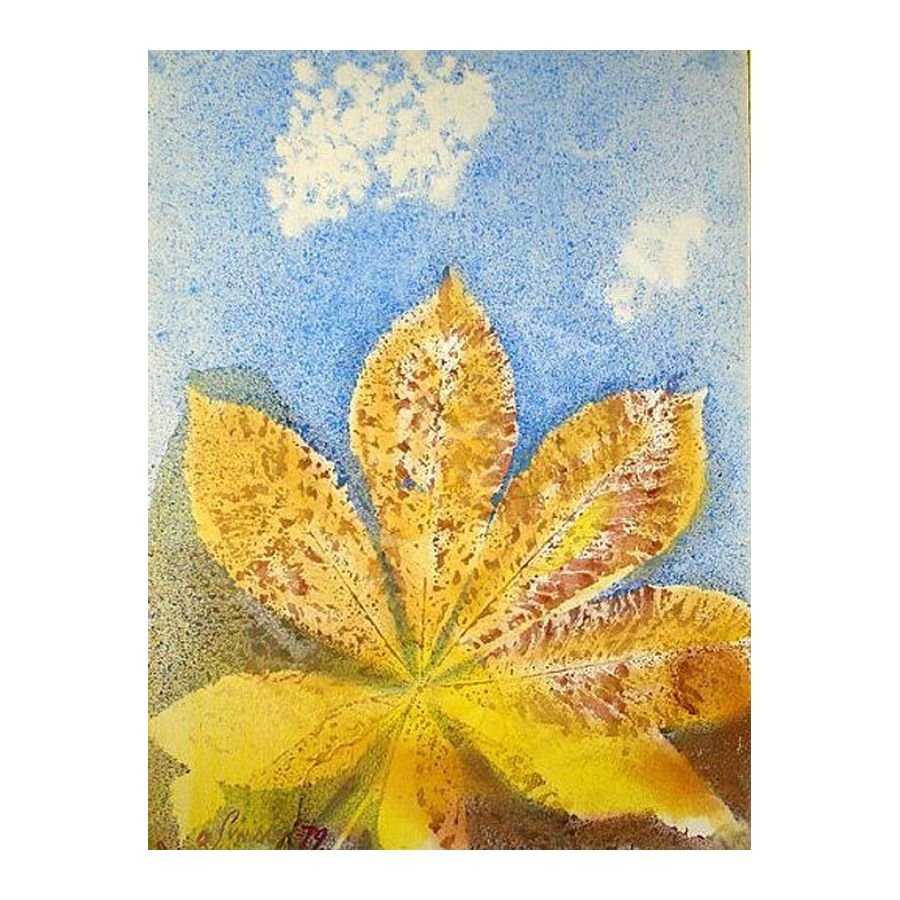 Simson, Arnold. (1899-1982). Leaf of a Chestnut on a Blue Background. (1979)