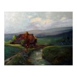 Unknown German artist. Landscape with the farm (1940s)