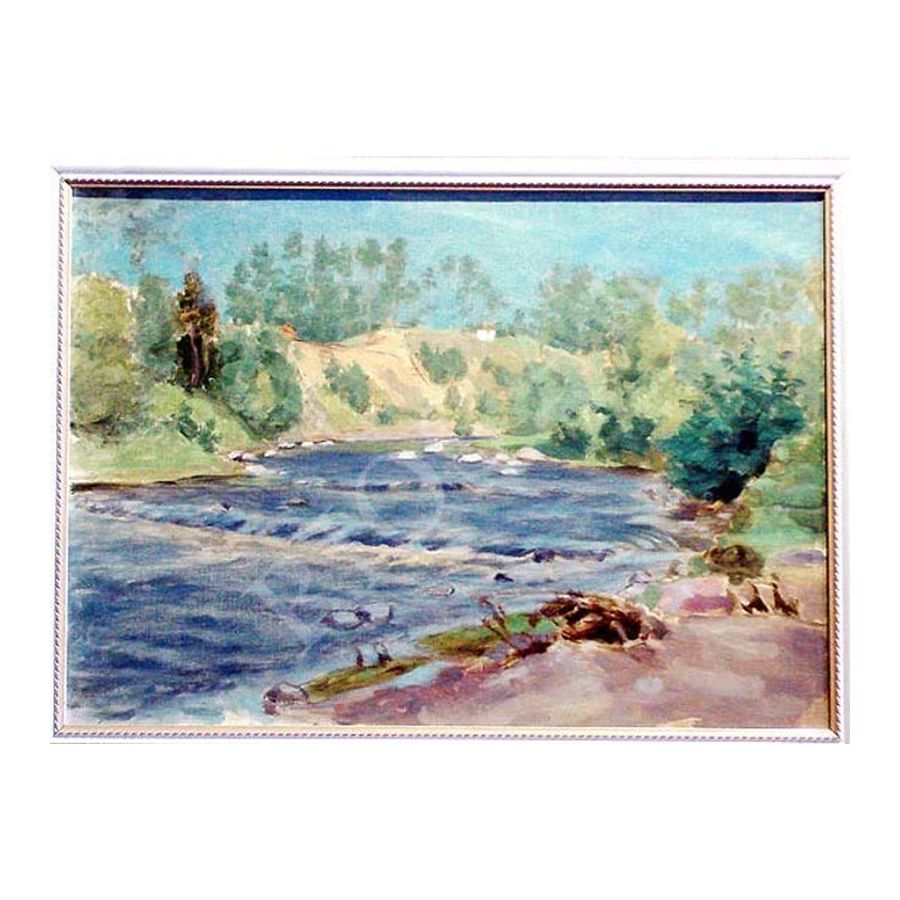 Haas, Voldemar (1889–1982). Landscape with a river. (Late 1960's - early 1970)