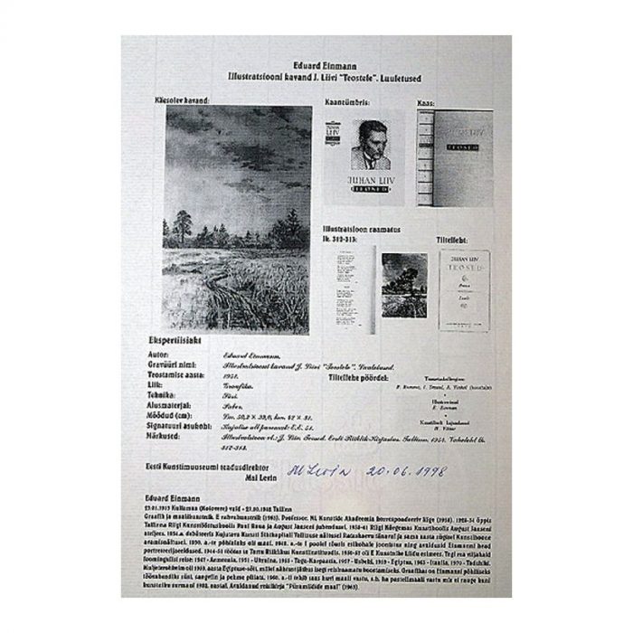 Eduard Einmann (1913 – 1982).  Illustratsiooni kavand Juhan Liivi  teostele. (1951) - Image 2