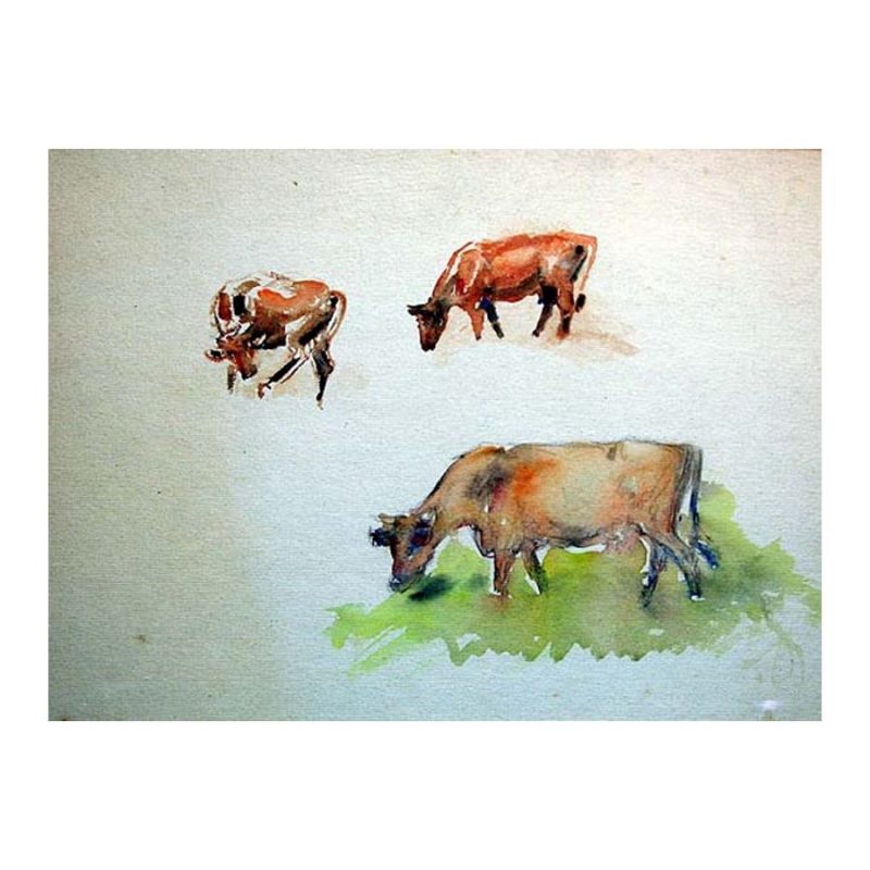 Burman, Karl sen. (1882 – 1965). Three Cows. Etude. (1940 - 50s.)