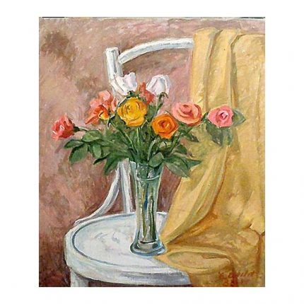 Gailit, Elvi (1931 – 1990). Roses on a White Chair. (1980s)