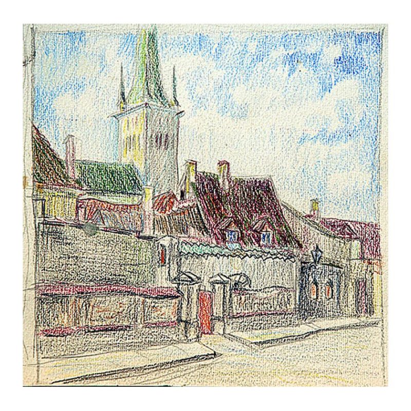 Loik, Valerian (1904 – 1986). View on Oleviste from Aia Street. (1970 -s)