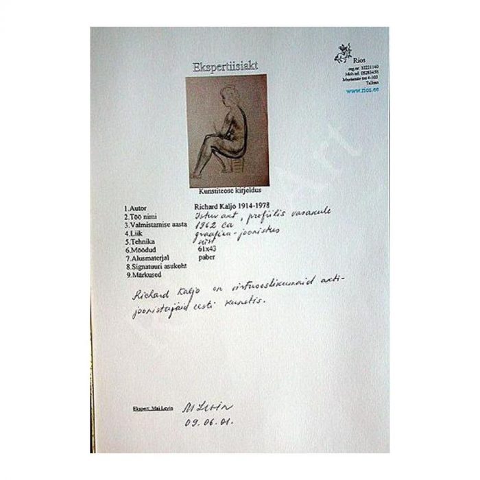 Kaljo Richard (1914-1978). The Naked Woman. (1962) — изображение 2