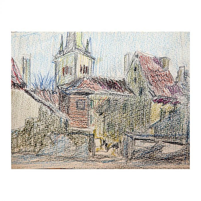 Loik, Valerian (1904 – 1986). View of the Oleviste in Tallinn. (1970 -s) Loik, Valerian (1904 – 1986). View of the Oleviste in Tallinn. (1970 -s)