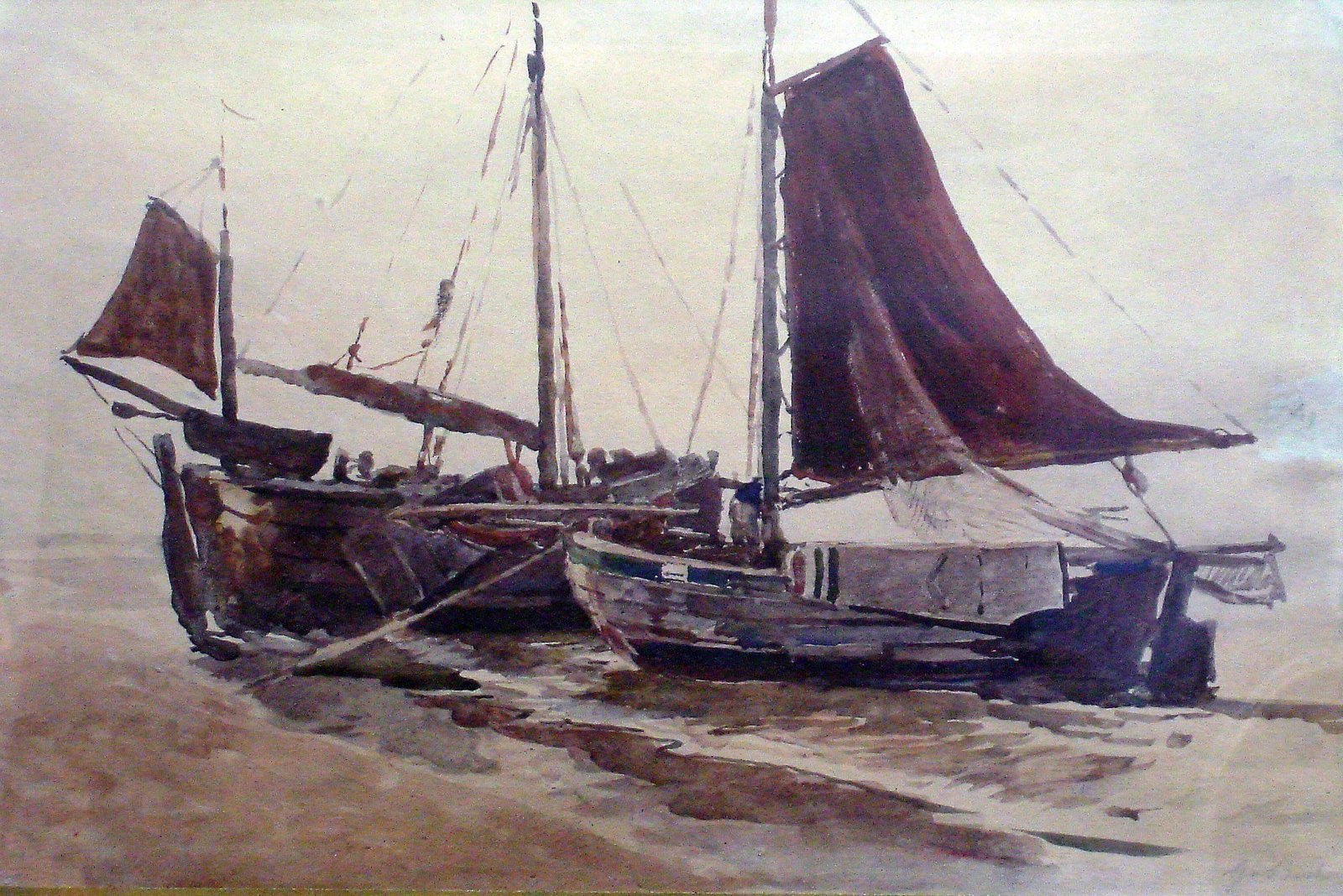 Two Boats Ashore | Paintings