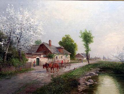 Wagner, Theodor (1800 – 1880). Külatee kevadel. (1860 – 70. aastad)