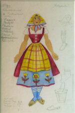 mei, natalie (1900–1975). sketch for a costume. "white horse inn" (1933)