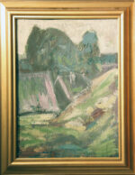 kongo, alfred. (1906 – 1990). roheline maastik majaga. (1980 nendad)