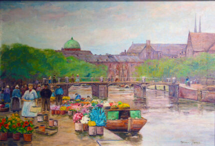 sievers, hermann (1884 –1958). flower market in holland. (1940 50)