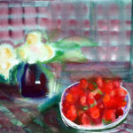 simson, arnold. (1899 1982). still life with a strawberry. (1975)