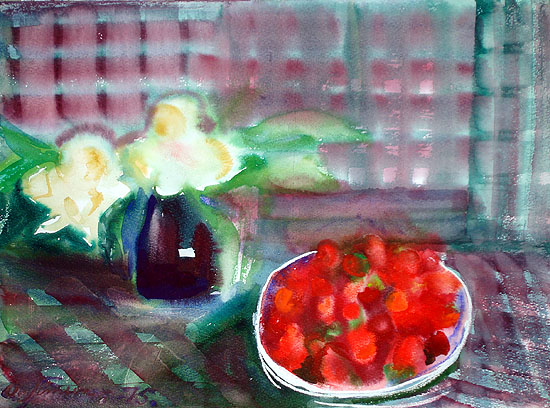 simson, arnold. (1899 1982). still life with a strawberry. (1975)