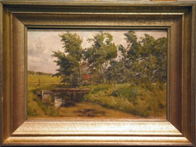 rossmann, maximilian georg (1861 – 1926). landscape with bridge. (1900)