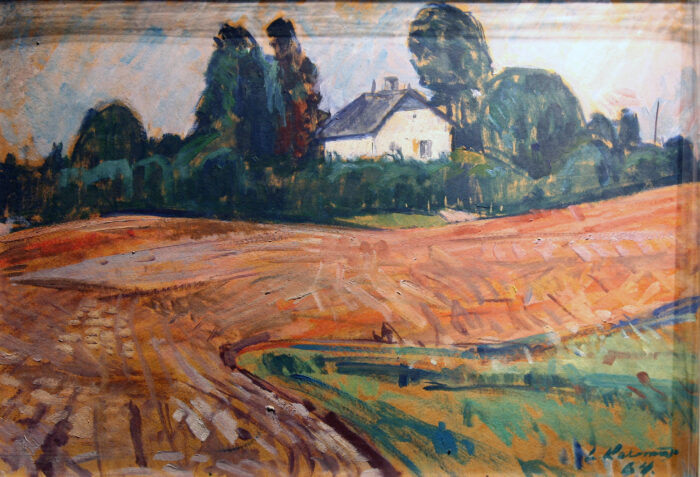 kokamägi, luulik (1921 – 1986). landscape with a white house. (1964)