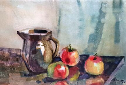 Evald Sagur's Natüürmort õuntega (1974) - A Watercolor Masterpiece