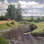 metyko, gyula (1907 – 1992). suvine maastik jõega. (1958)