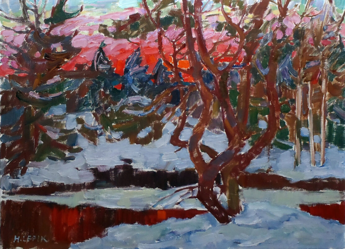 hugo lepik (1905 2001). talveõhtu metsas. (1950 nendad)