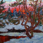 hugo lepik (1905 2001). talveõhtu metsas. (1950 nendad)