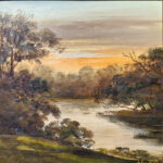 imbi lind (s. 1930). Õhtune maastik. (1987)